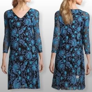 Adrianna Papell NWT Blue Floral Embroidered Dress, 0